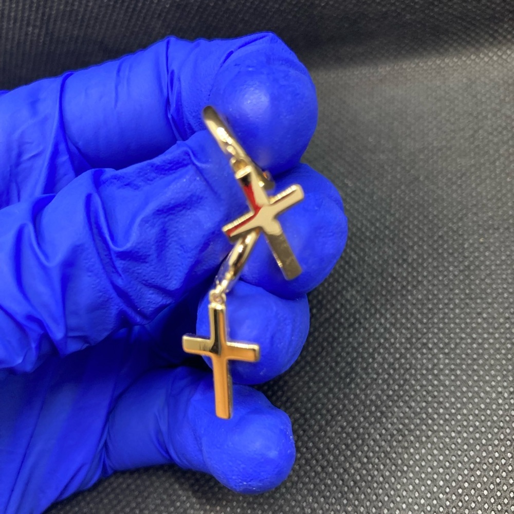 14K Gold Cross Earrings